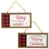 Homegifo *merry & Bright/baby It's Cold Buffalo Check Beaded Sign Ornament 2 Asstd.