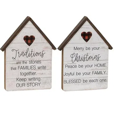 Homegifo *merry Be Buffalo Check Heart House 2 Asstd. In White