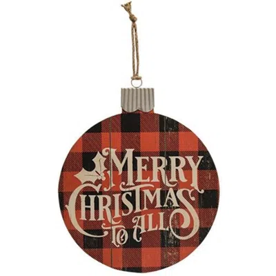 Homegifo *merry Christmas Buffalo Check Bulb Sign In Red