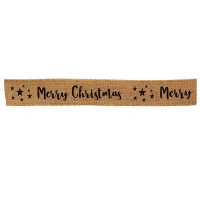 Homegifo Merry Christmas Burlap Ribbon In Brown