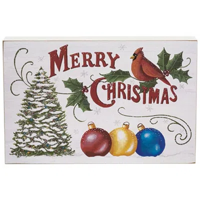Homegifo Merry Christmas Cardinal Tree & Ornaments Box Sign In Multi