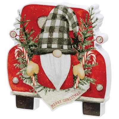 Homegifo *merry Christmas Gnome & Pine Chunky Truck Sitter In Red