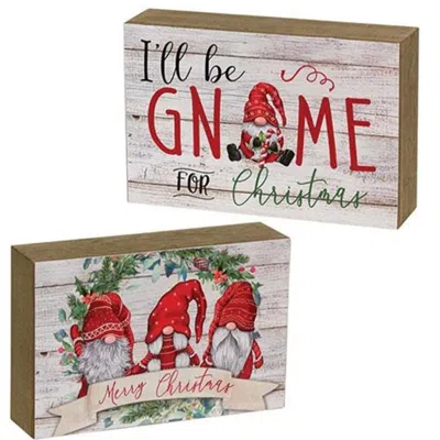 Homegifo *merry Christmas Gnome Wood Block 2 Asstd. In Multi
