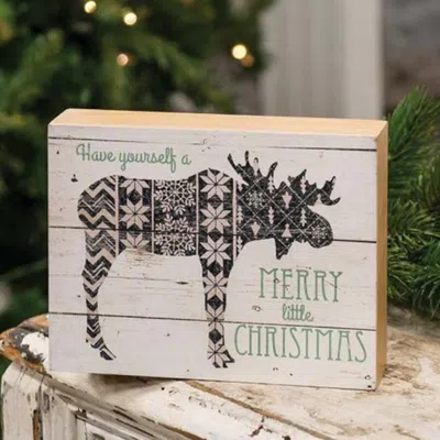Homegifo *merry Christmas Nordic Moose Box Sign In Multi