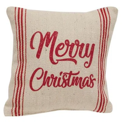 Homegifo Merry Christmas Red Striped Pillow In Neutral