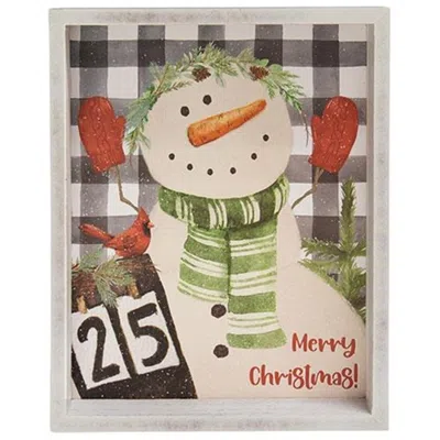 Homegifo *merry Christmas Snowman Inset Box Sign In Blue
