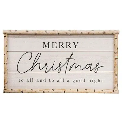 Homegifo Merry Christmas To All Woodland Birch Wood Sign In White