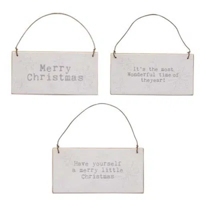 Homegifo Merry Christmas Words Mini Snowflake Sign Ornament 3 Asstd. In Gray