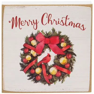 Homegifo Merry Christmas Wreath Square Block In Multi
