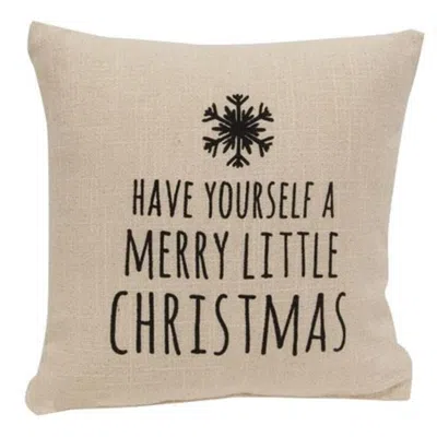 Homegifo Merry Little Christmas Natural Pillow In Neutral