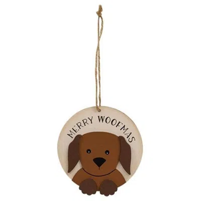 Homegifo *merry Woofmas Wooden Ornament In Brown
