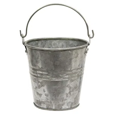 Homegifo Metal Bucket W/handle In Gray