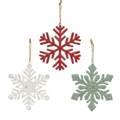 Homegifo *metal Embossed Christmas Snowflakes 3 Asstd. In Gray