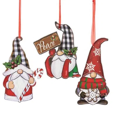 Homegifo *metal Gnome Ornament 3 Asstd. In Multi