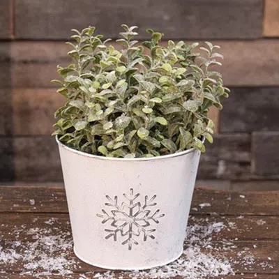 Homegifo *metal Snowflake Embossed Bucket In White