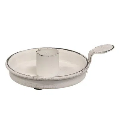 Homegifo Metal Tab Taper Candle Holder White In Neutral