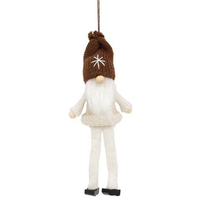 Homegifo Mini Brown/white Snowflake Wooden Gnome