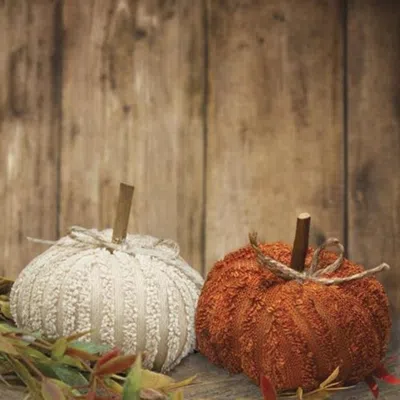 Homegifo Mini Chenille Pumpkin 2 Asstd. In Orange