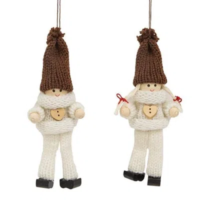 Homegifo Mini Ivory Heart Wooden Doll Ornament 2 Asstd. In Multi