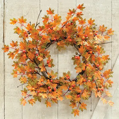 Homegifo Mini Maple & Berries Wreath 15" In Orange