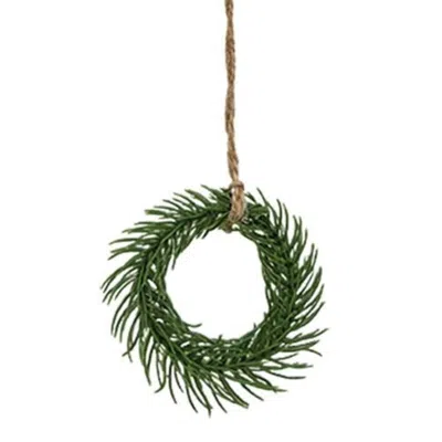 Homegifo Mini Pine Wreath Hanger 3" In Green