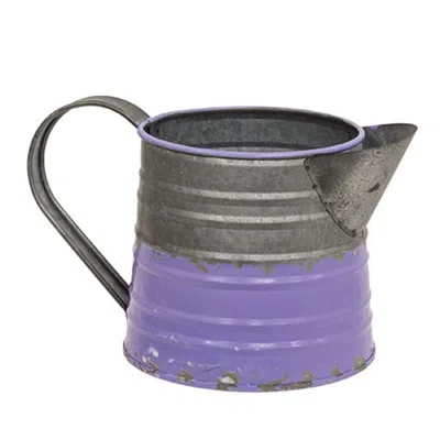 Homegifo Mini Violet & Galvanized Metal Water Pitcher In Metallic