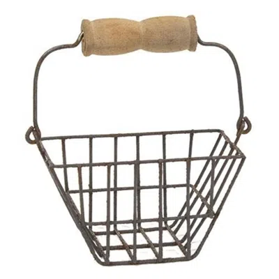 Homegifo *mini Wire Egg Basket Tote W/handle In Blue