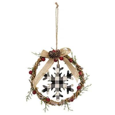 Homegifo *mini Wreath With Black & White Buffalo Check Snowflake In Multi