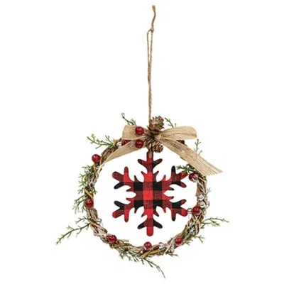 Homegifo *mini Wreath With Red & Black Buffalo Check Snowflake In Multi
