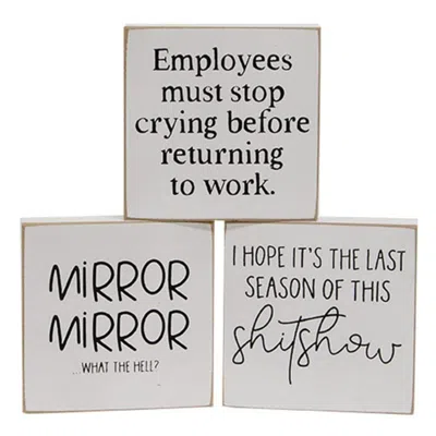 Homegifo Mirror Mirror What The Hell Square Block 3 Asstd. In White