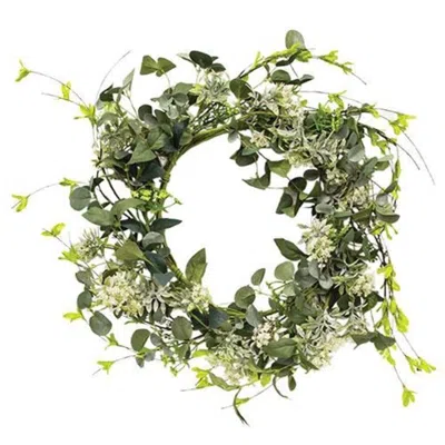 Homegifo Mixed Queen Ann Heather Wreath 20" In Blue