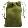 Homegifo Moss Green Burlap Drawstring Bag 4x6