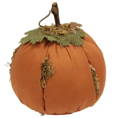 Homegifo Mossy Orange Stuffed Pumpkin 5" X 6" In Brown