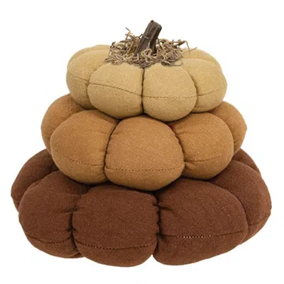 Homegifo Mossy Top Stuffed Primitive Pumpkin Stack In Brown