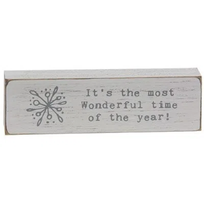 Homegifo Most Wonderful Time Of Year Typewriter Block In Gray