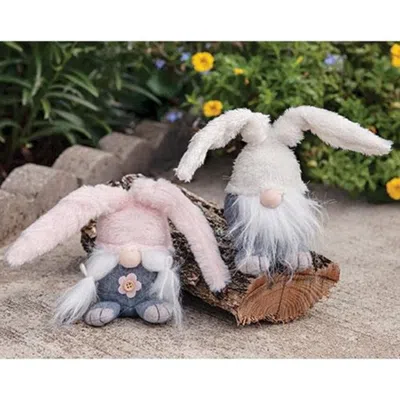 Homegifo *mr. & Mrs. Mini Fuzzy Bunny Gnome 2 Asstd. In White