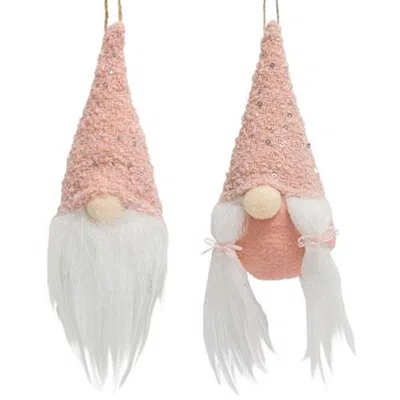 Homegifo Mr. & Mrs. Sequin Hat Gnome Ornament 2 Asstd In Pink