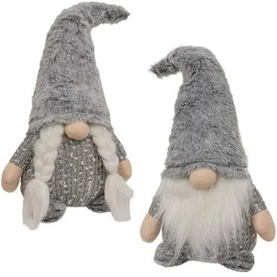Homegifo Mr. Or Mrs. Gray Fuzzy Gnome Sitter 2 Asstd