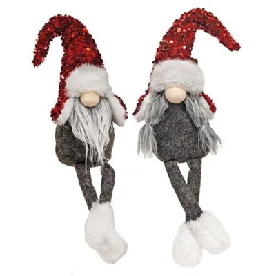 Homegifo Mr. Or Mrs. Red Sequin Dangle Leg Gnome 2 Asstd. In Multi