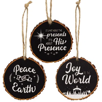 Homegifo Nativity Wood Slice Ornament 3 Asstd. In Black
