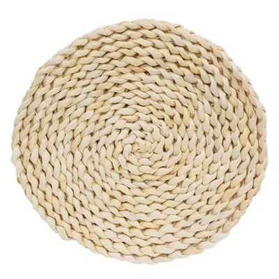Homegifo Natural Corn Husk Round Candle Mat - 8" In Burgundy