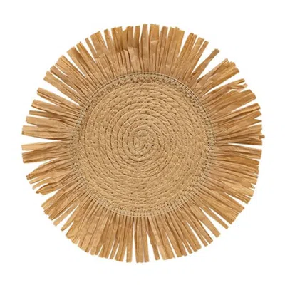 Homegifo Natural Jute & Dried Grass Candle Mat - 9.5" In Brown