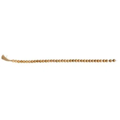 Homegifo Natural Wood Bead Garland With Tassel 3ft In Gold