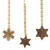 Homegifo Natural Wood Beaded Snowflake Tassel Ornament 3 Asstd.
