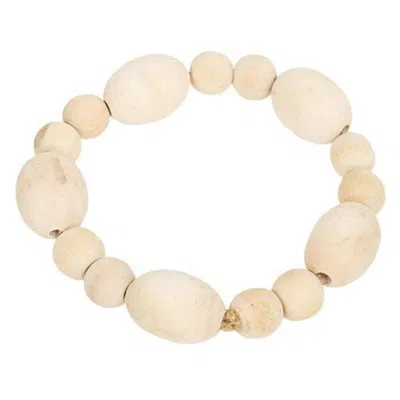 Homegifo *natural Wood Oval Bead Candle Ring In Neutral