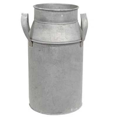 Homegifo Natural Zinc Milk Can 10.5"h In Gray
