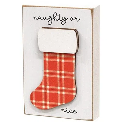 Homegifo Naughty Or Nice Stocking Block In Orange