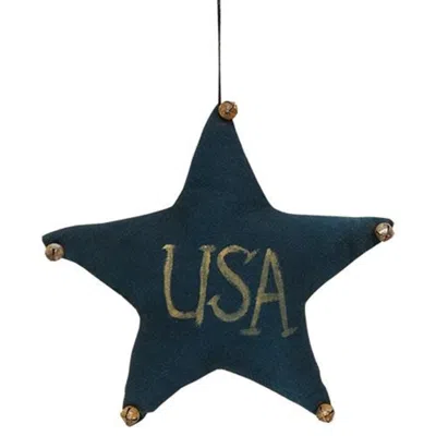 Homegifo Navy Usa Star Ornament W/jingle Bells In Blue