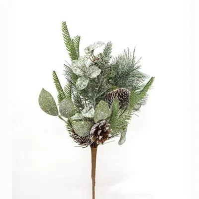 Homegifo Newport Snowy Mixed Greens & Cone Bush 19"