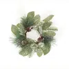 Homegifo Newport Snowy Mixed Greens & Cone Candle Ring 3.5"